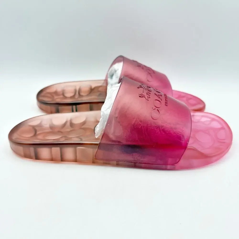 Coach Womens Ulyssa Jelly Slides Sandals Size 5 EU 35.5 Pink EUC